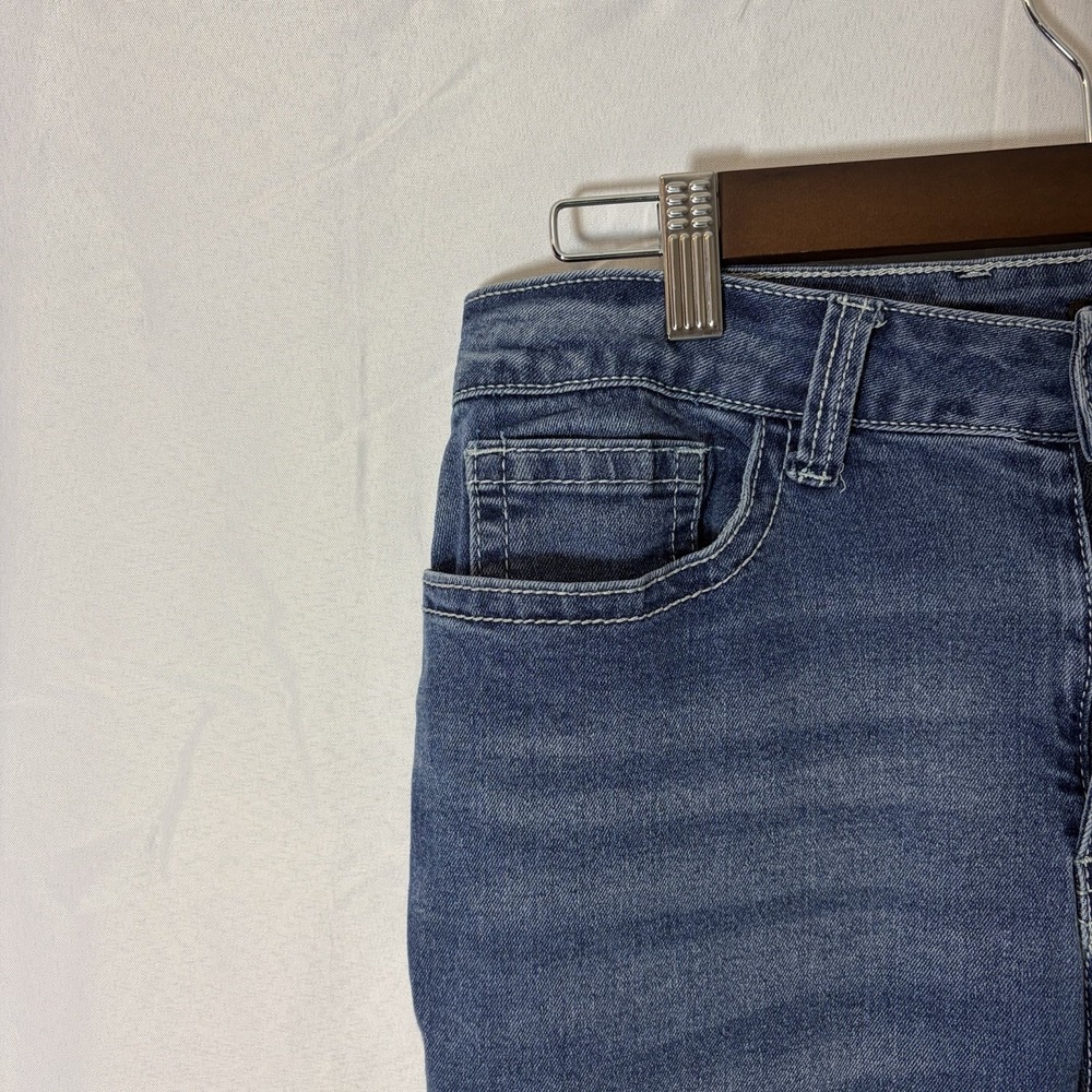 Flamingals Flared Jeans Womens Sz L (32x32) Mid Rise Side Seam Detail Stretch - Picture 4 of 14
